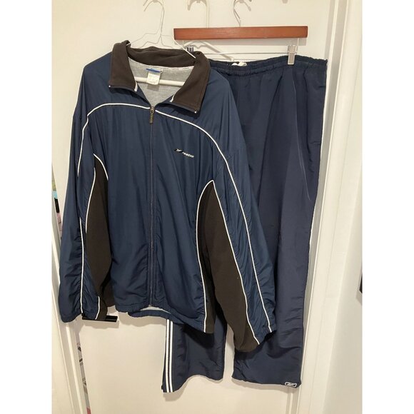 Reebok Men's Vintage 2-Piece Track Suit, Navy, XL Top / XXL Bottoms